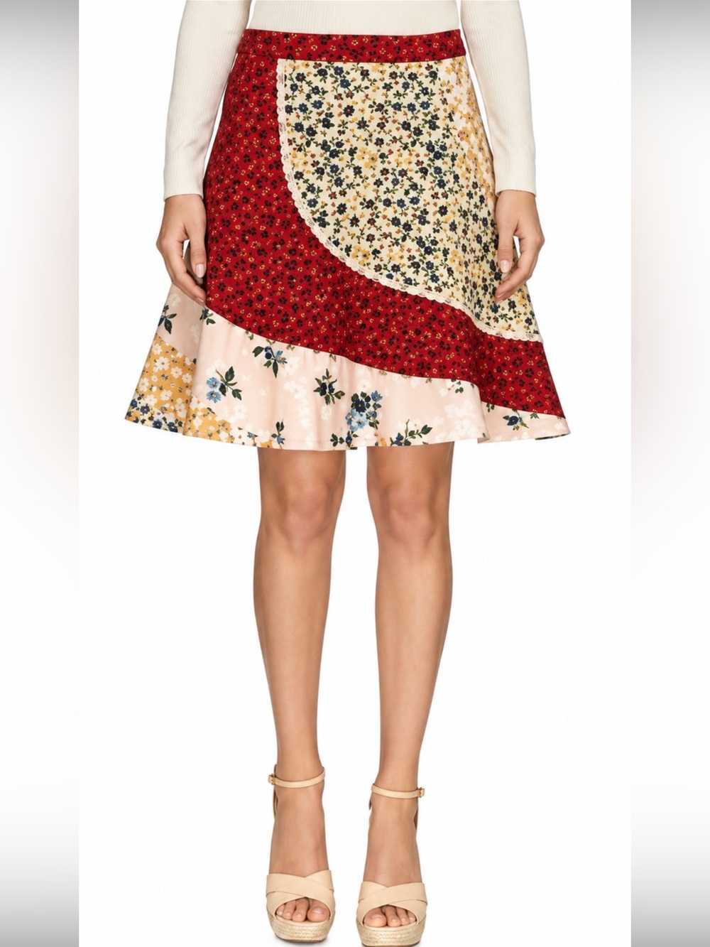 Coach 1941 floral patchwork circular silk skirt 8